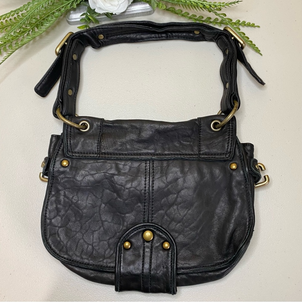 VTG Kenneth Cole New York No Slouch Studded Hobo Black Soft Pebbled Leather Bag - Picture 9 of 15